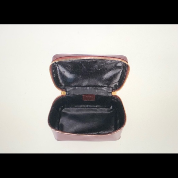 #0128 Gucci Travel Case in Brown Patented Leather w/Bamboo Zipper - Picture 7 of 15